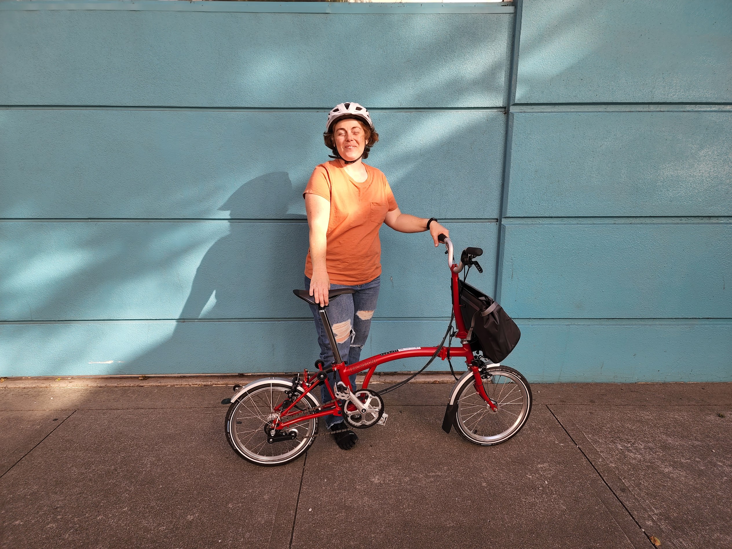 Amy and her new bike.